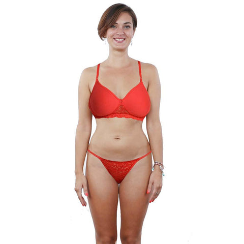 Sexy red padded bra thong set - Purely Femme