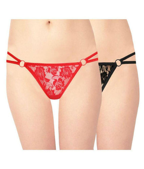 Women's Lace G String & Thong Panties (Pack of 2) - Purely Femme