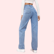 Women's Fashionable Washed High Waist Straight Jeans - Purely Femme