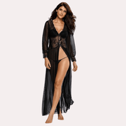 Romantic Sheer Elegance Black Nightgown - Purely Femme