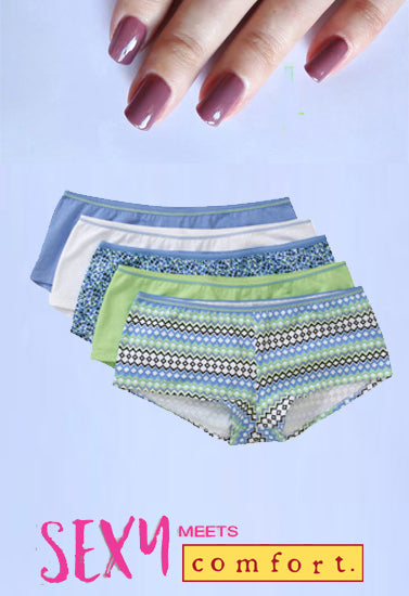 5-Pack Multi Colors Cotton Boyshort Panties