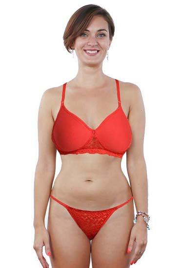 Sexy red padded bra thong set - Purely Femme