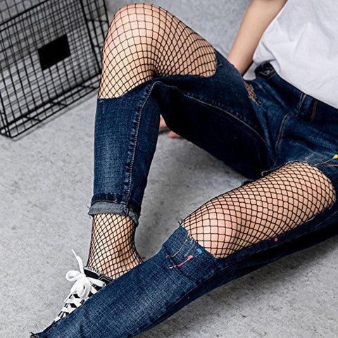 Women's Sexy Black Fishnet Pattern Pantyhose - Purely Femme