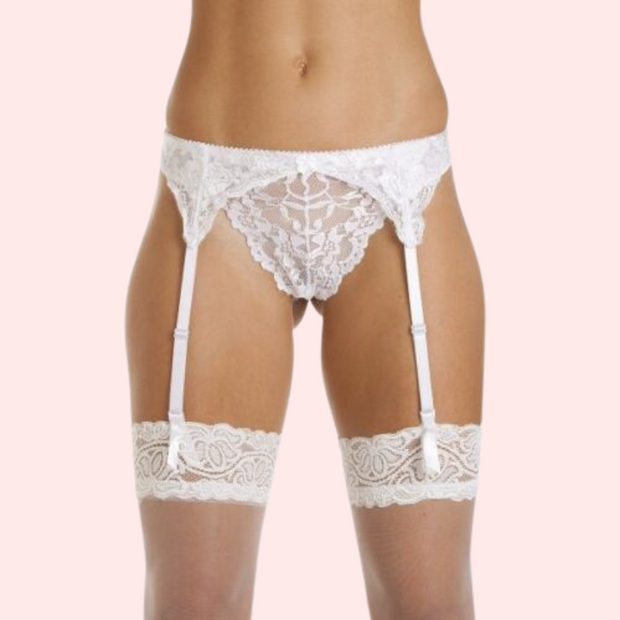 Silky White Lace Garter Belt for Women