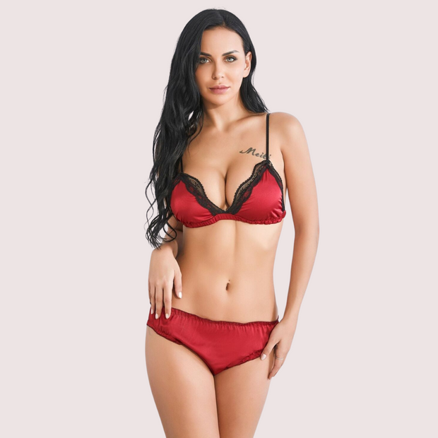 French Daina Premium Satin Bra and Panty Duo