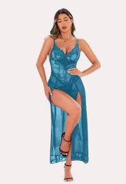 "Purely Femme" Chic Women's Babydoll Lingerie in Blue.