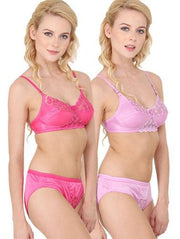 Women Pink Eye-Catcher Bra Panty Sets Pack Of 2 - Purely Femme