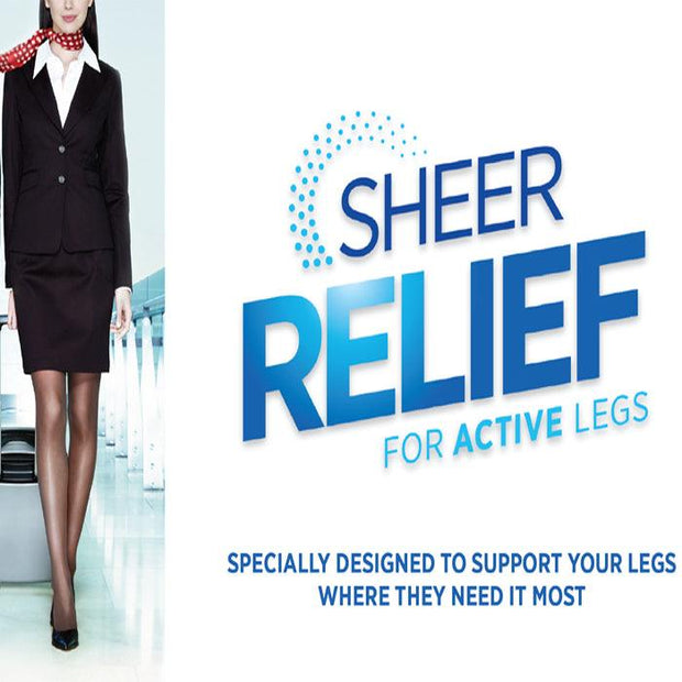 Purely Femme Sheer Relief Pantyhose For Active Legs Travel Support - Purely Femme