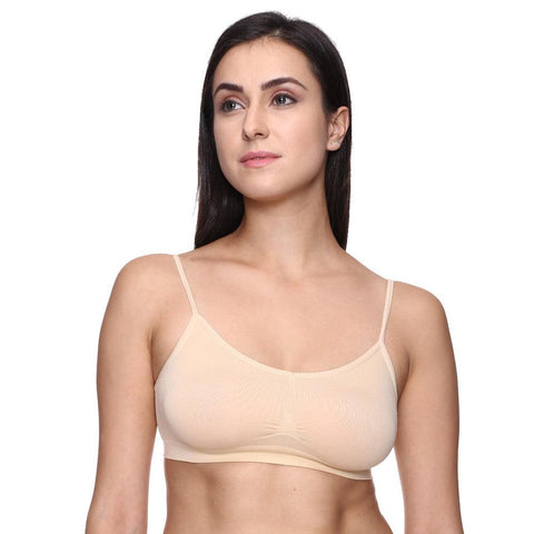 "Comfort" Beige Thin Straps Sports Bra.