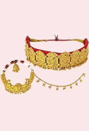 Kumauni Gold-Plated Guluband & Nath Jewellery Set - Purely Femme