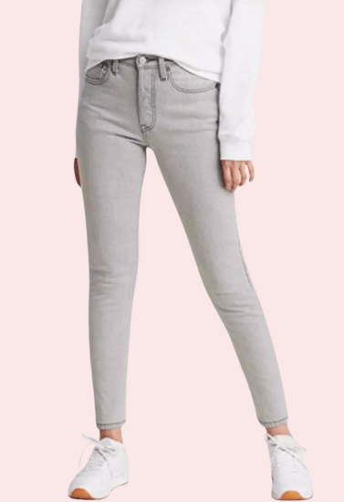 High Rise Skinny Jeans in Gray with Low Stretch - Purely Femme