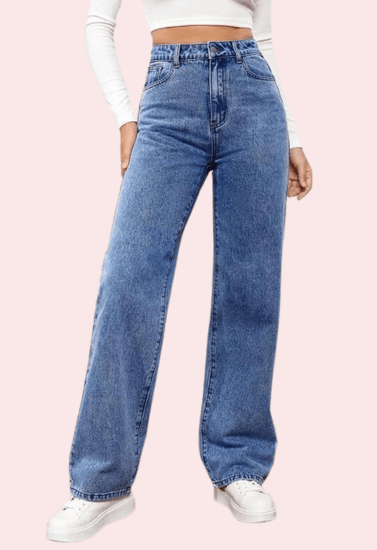 High Waisted Washed Straight Leg Jeans for Women - Purely Femme