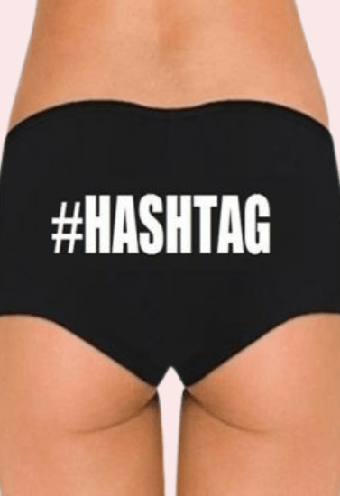 Customize Black Hashtag Cotton Boyshort Panty - Purely Femme