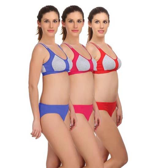 "Medium" Impact sports bra panty set pack of 3.