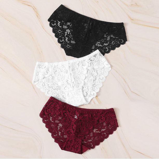 3 pack Lace Flowers hipster Panties - Purely Femme