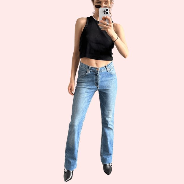 Women's Light Blue High Waist Denim Jeans - Purely Femme