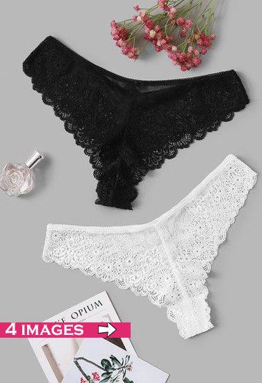 2 Pack Black & White Lace Hipster - Purely Femme