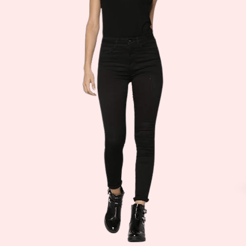 Women's Classic High Waist Royal Black Skinny Jeans - Purely Femme