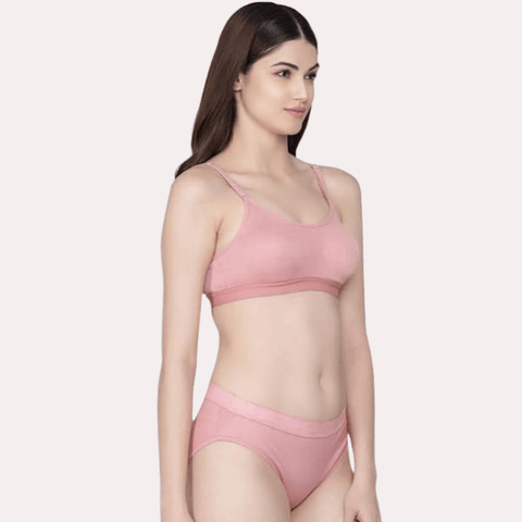 Wire-Free Women's Cotton Sports Bra Panty Set - Purely Femme