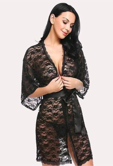 "Purely Femme" Soft & Lightweight Transparent Lace Robe.