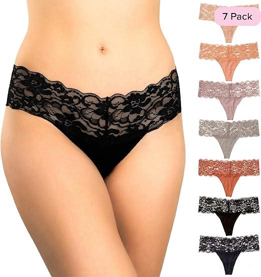 Women’s Intimates Lace Thong Set - 4 in a Pack - Purely Femme