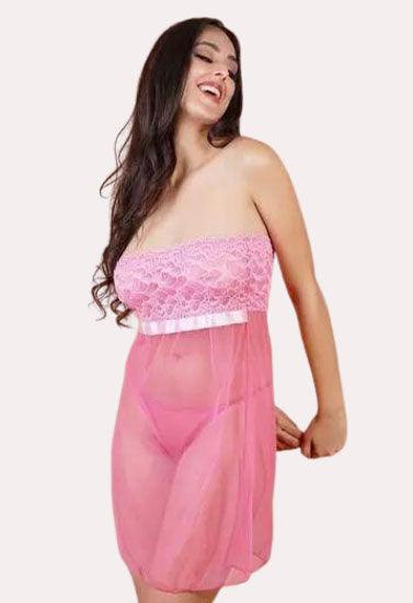 "Purely Femme" Pink Lace & Sheer Seduction Babydoll