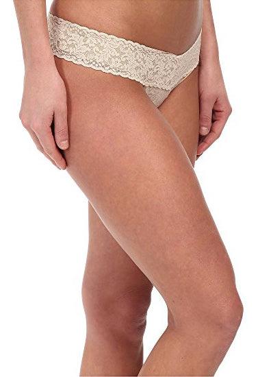 Light Cream V Shape Lace Waistband Thong Panty - Purely Femme