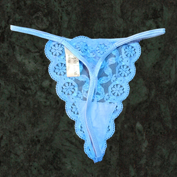 Apple Lane Peachy Blue Scalloped Lace G-String