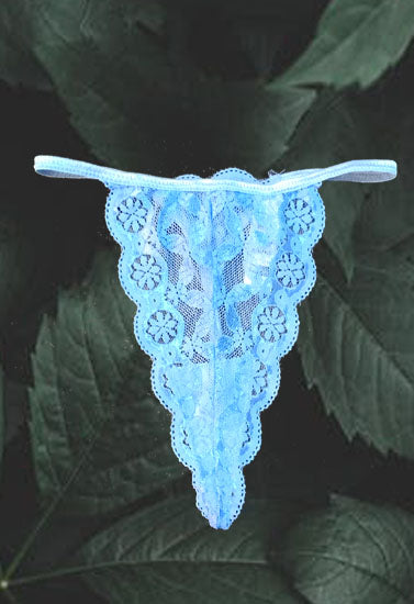 Apple Lane Peachy Blue Scalloped Lace G-String