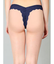 Blue Lace Design Women's Thongs ( Pack of 1 ) - Purely Femme