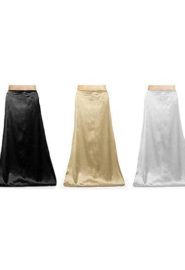 Combo Women's Satin Petticoat Inskirt (Black, Light-Beige, White) - Purely Femme