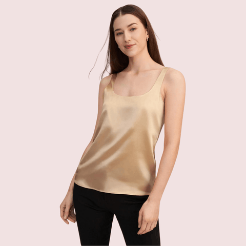 Luxury Spaghetti Strap Silk Camisole Tank Top - Purely Femme