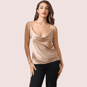 Stylish Cowl Neck Silk Camisole Tank Top - Purely Femme