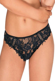 Purely Femme Very Comfortable Black lace Thong - Purely Femme