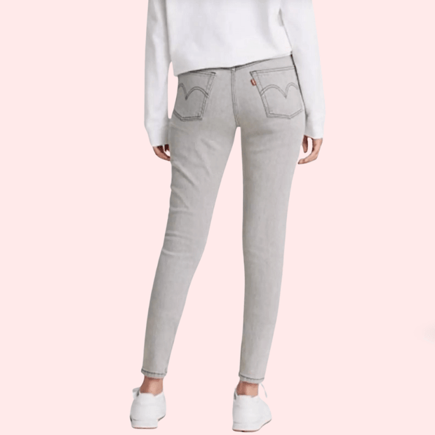 High Rise Skinny Jeans in Gray with Low Stretch - Purely Femme