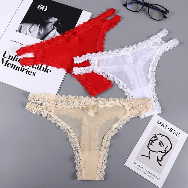 Women's Hollow Lace Thongs Brief Underwear - Purely Femme