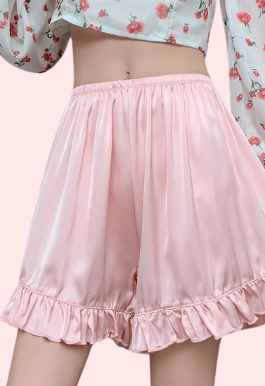 Women Ruffles Satin Faux Silk French Underwear - Purely Femme