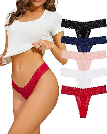 Sexy Lace Thongs for Women - Pack of 4 - Purely Femme