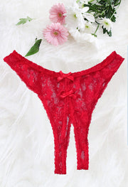 Escante Open Crotch Red Mesh Panty