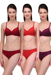 "Elegant" Solid Color Bra Sets ( Pk of 3).