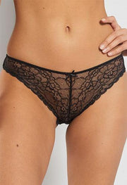 Black See Through Fishnet Lace Brief - Purely Femme