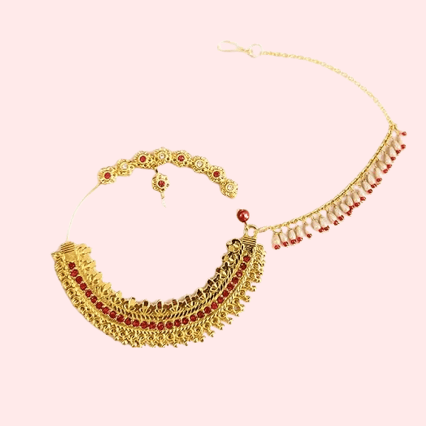 Elegant Gold-Plated Garhwali Nath – Big Size Tradition - Purely Femme