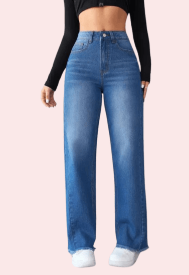 Wide-Leg Casual High-Waist Non-Elastic Jeans for Women - Purely Femme