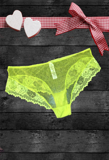 George Lemon Yellow Full See Through Net Lace Brief