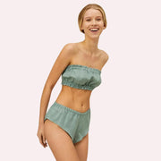 2-Pack Natural Flax Linen Ruffled Bandeau & Vintage Knickers Set - Purely Femme