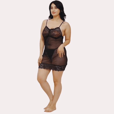 "Purely Femme" Sheer Babydoll Slip Dress for Women.