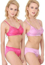 Women Pink Eye-Catcher Bra Panty Sets Pack Of 2 - Purely Femme