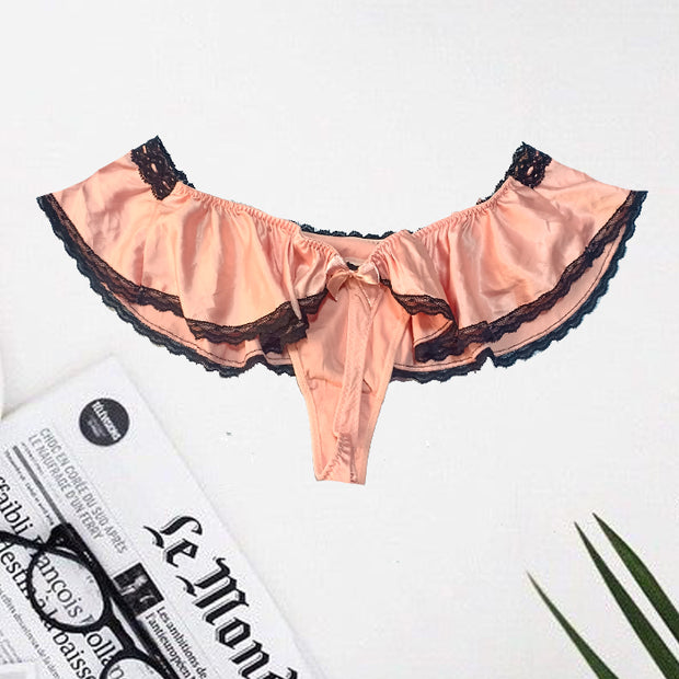 Hot Frill Seeker Peach Thong Panty