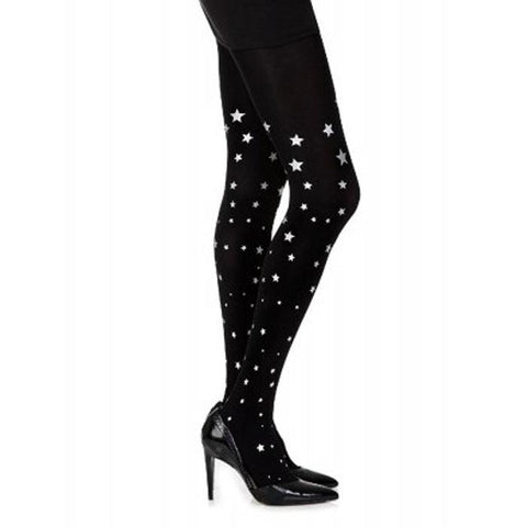 Purely Femme Spandex Opaque Pantyhose with Glitters - Black - Purely Femme