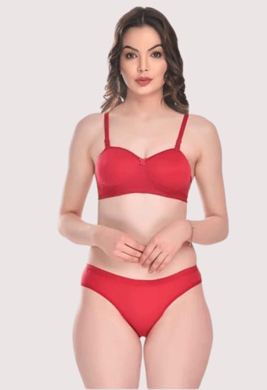 Purely Femme Padded Cotton Bra Panty Set for a Seductive Look - Purely Femme